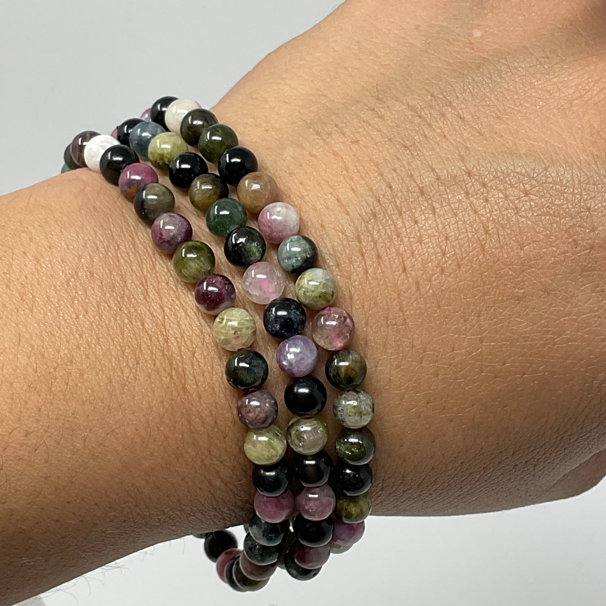 Multi-Color Tourmaline 6mm Round Bracelet