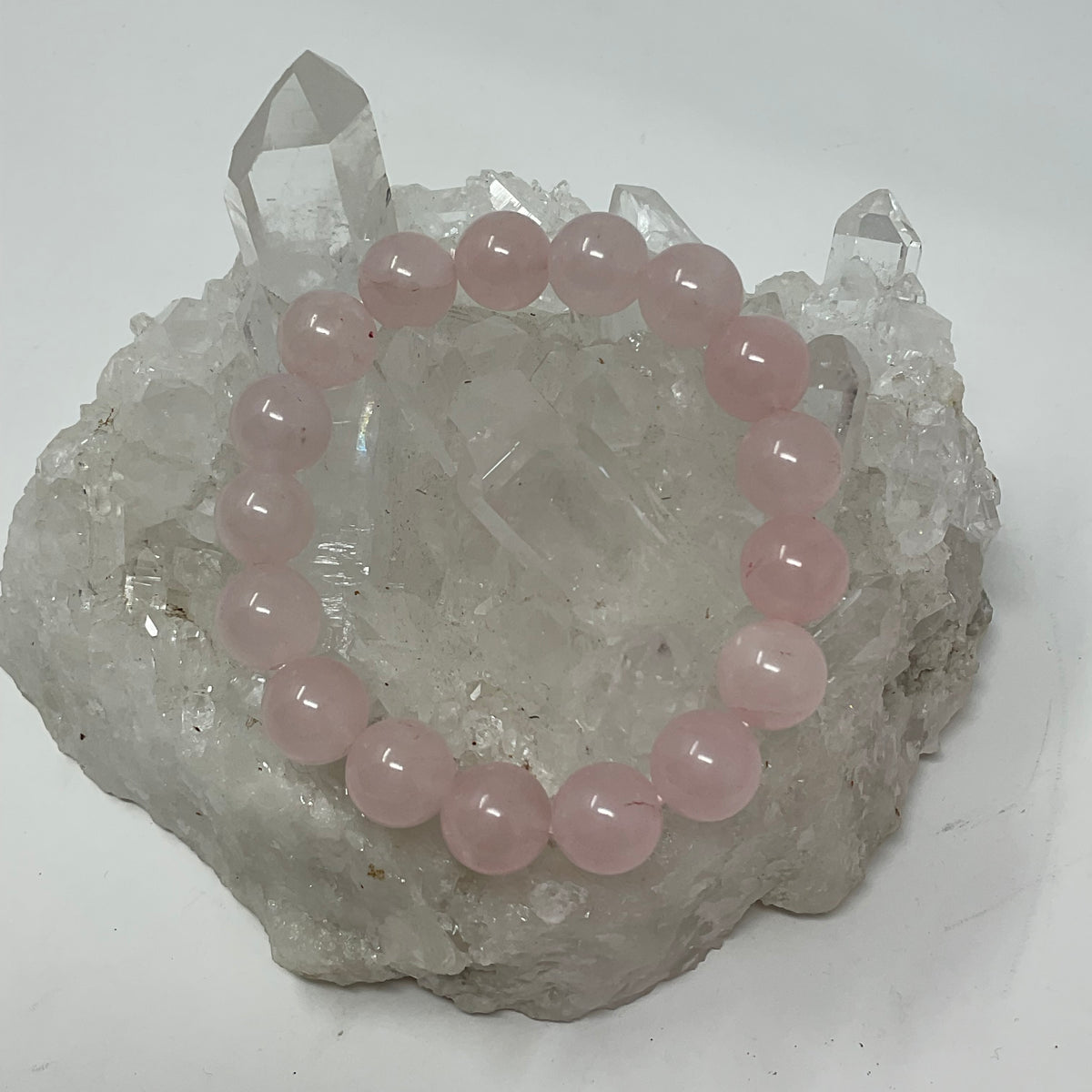 Rose Quartz 12mm Round Bracelet - WorldWideMinerals-beads