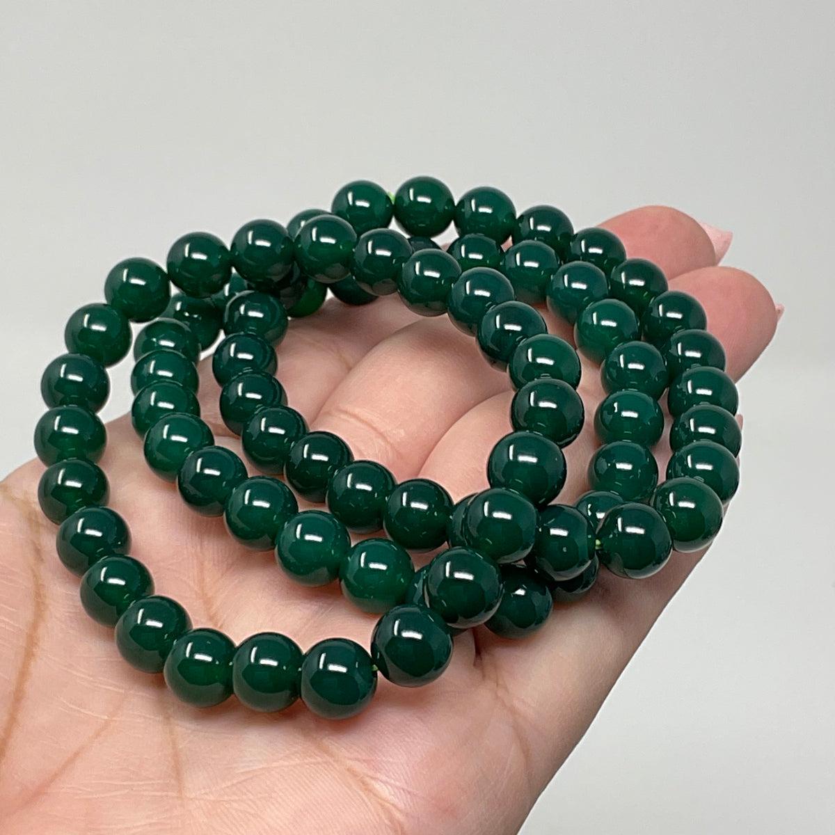 Green Agate 8mm Round Bracelet