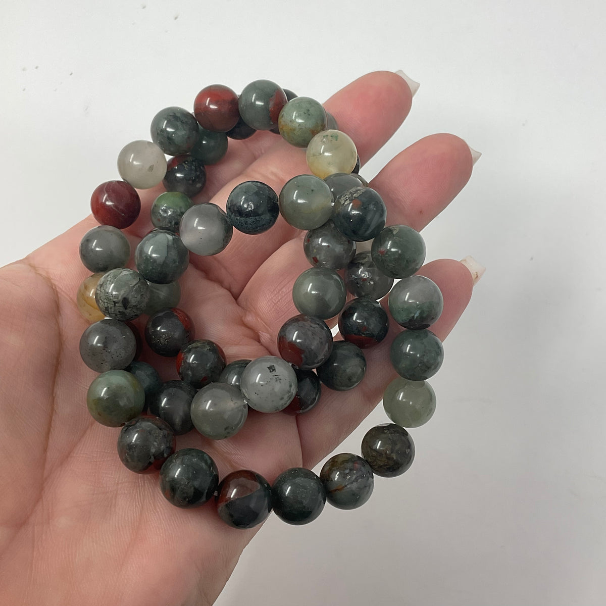 African Bloodstone 10mm 3-Piece Round Bracelet Set