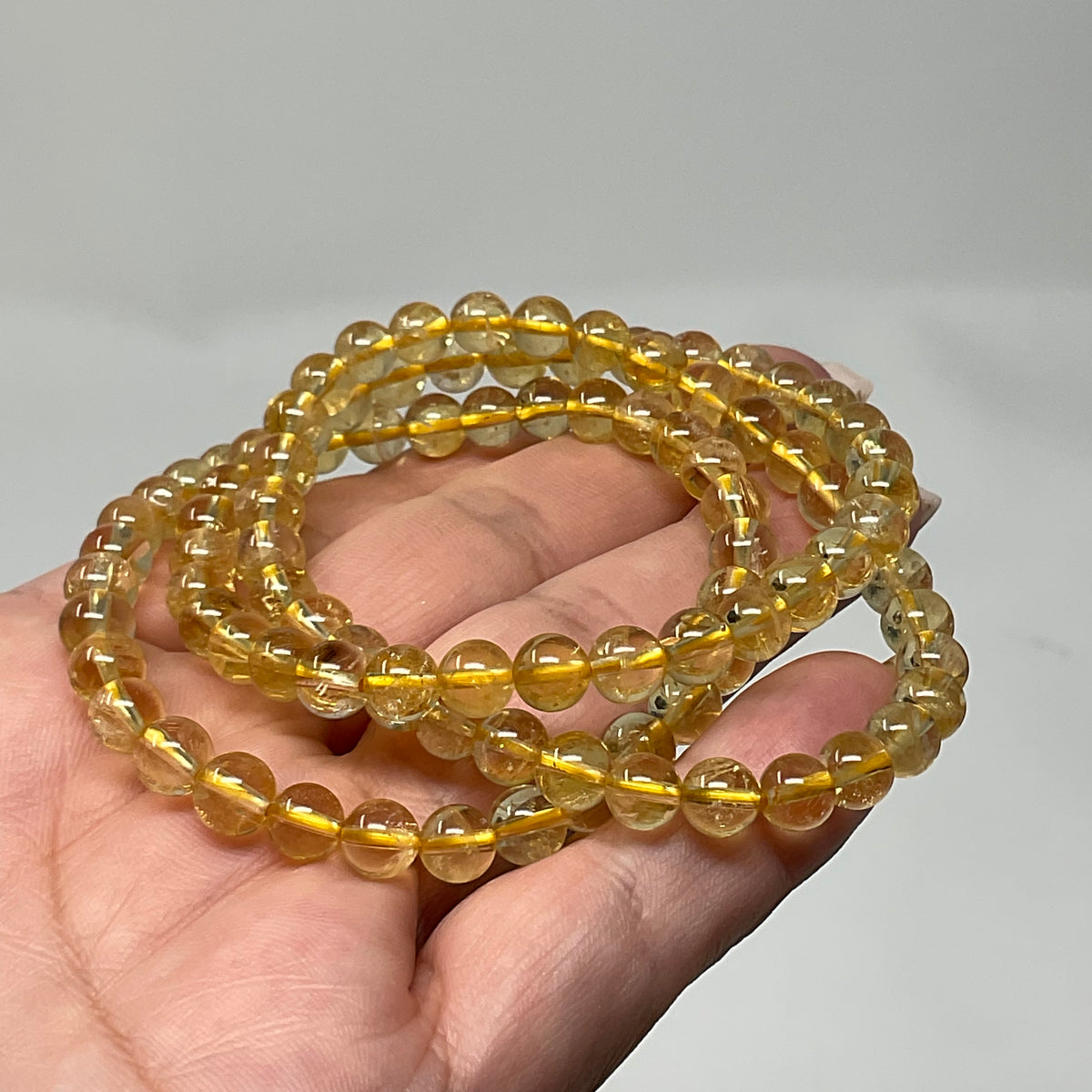 Citrine 6MM 2-Piece Round Bracelet Set