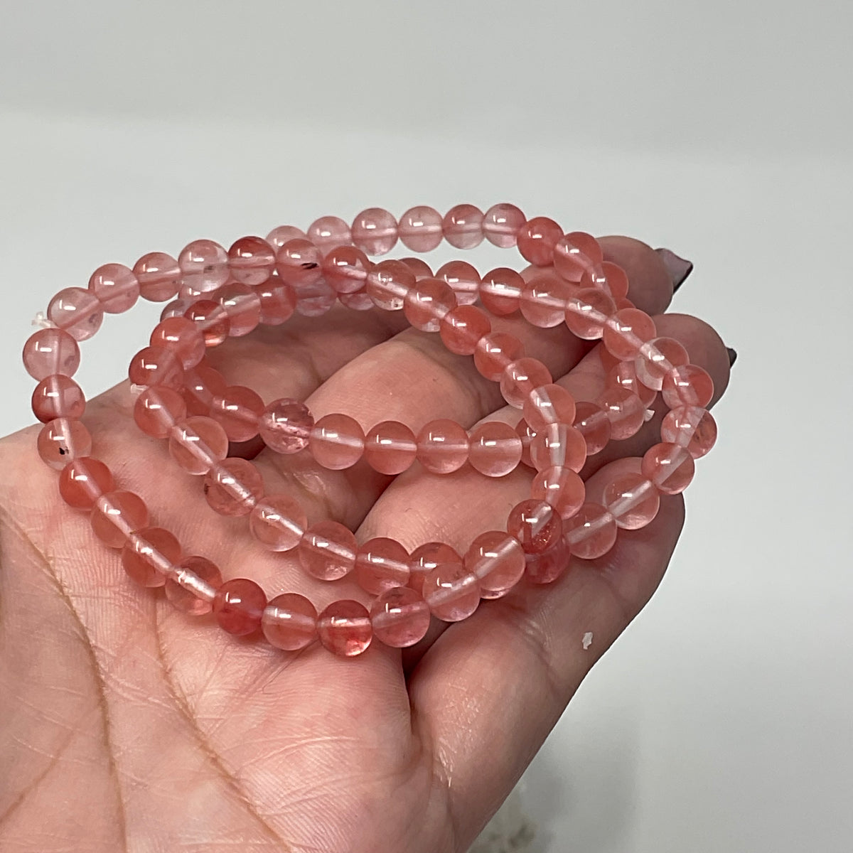 Cherry Quartz 6mm Round Bracelet