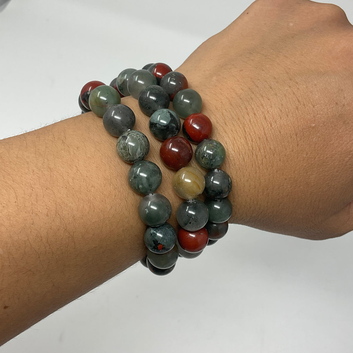 African Bloodstone 10mm 3-Piece Round Bracelet Set