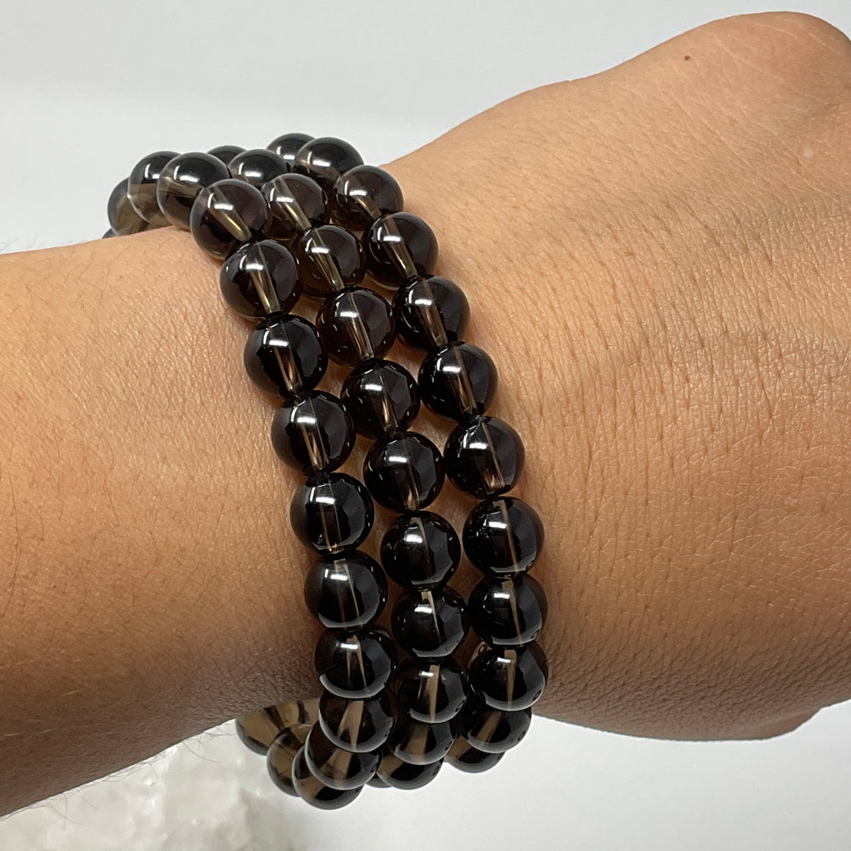 Smoky Quartz 8mm 2-Piece Round Bracelet Set