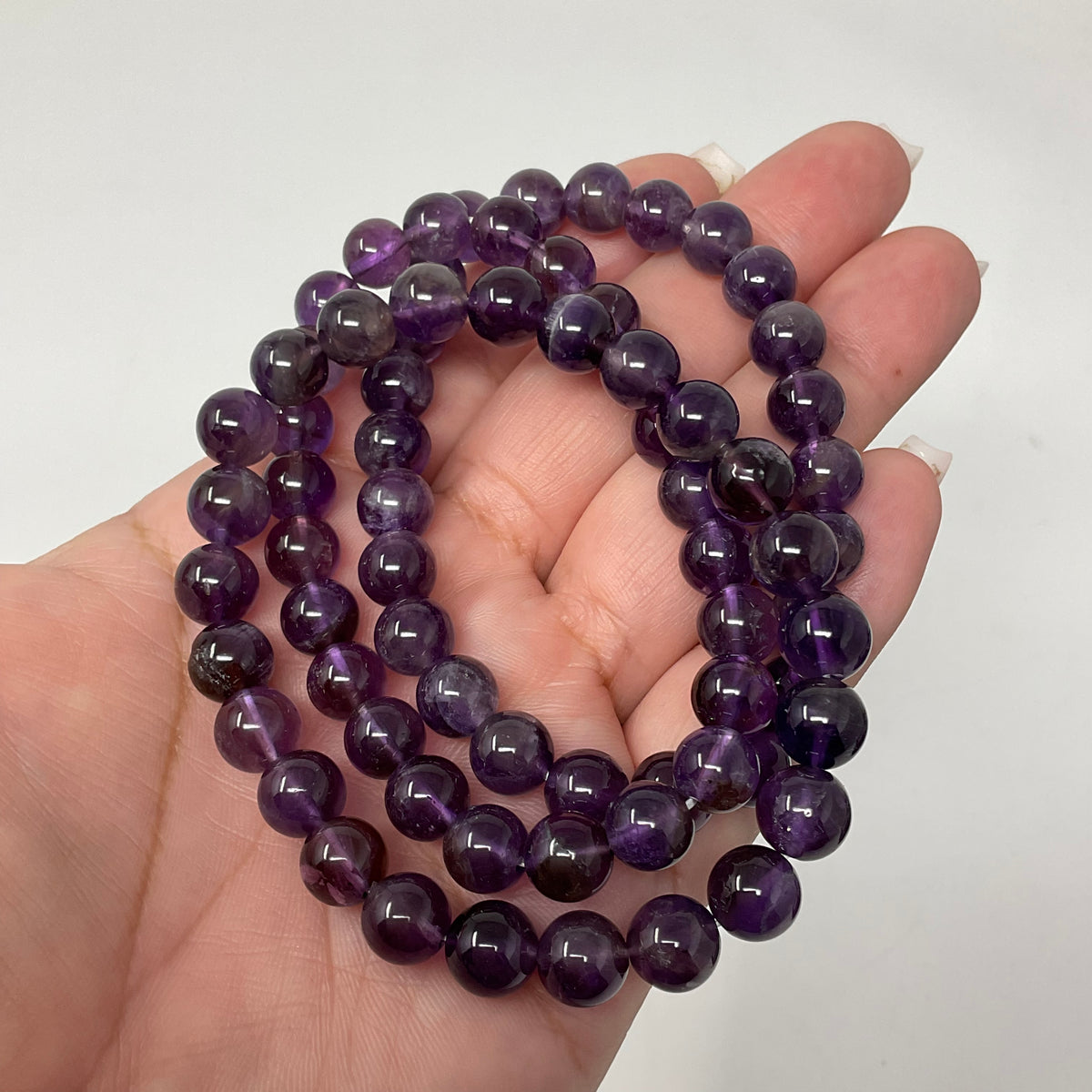 Dark Amethyst 8mm 3-Piece Round Bracelet Set