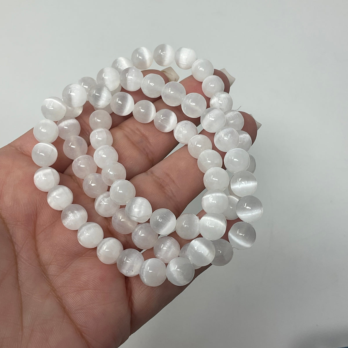 Selenite 8mm 2-Piece Round Bracelet Set