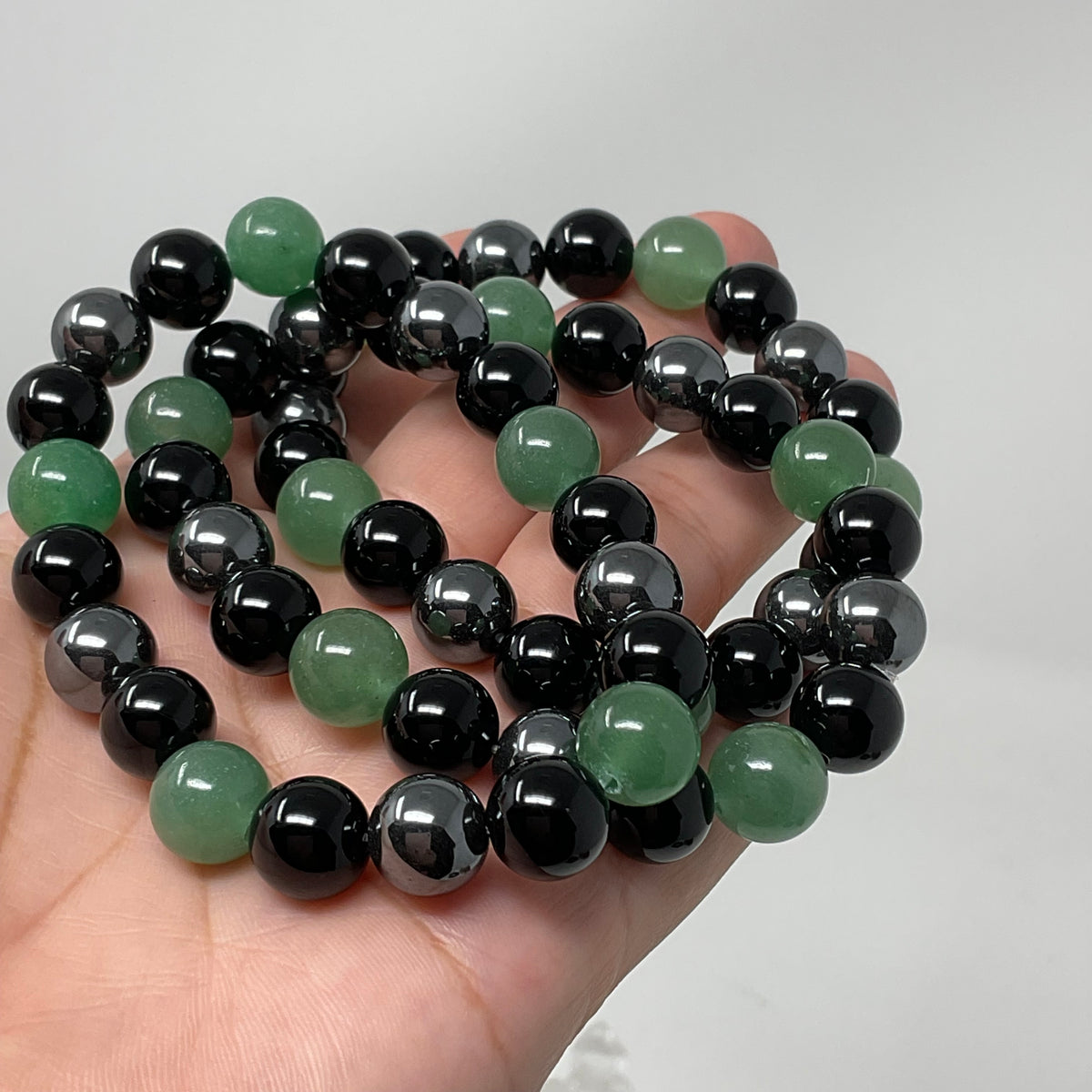 Green Aventurine Triple Protection 8mm Round Bracelet (3 Minerals on 1 Bracelet)