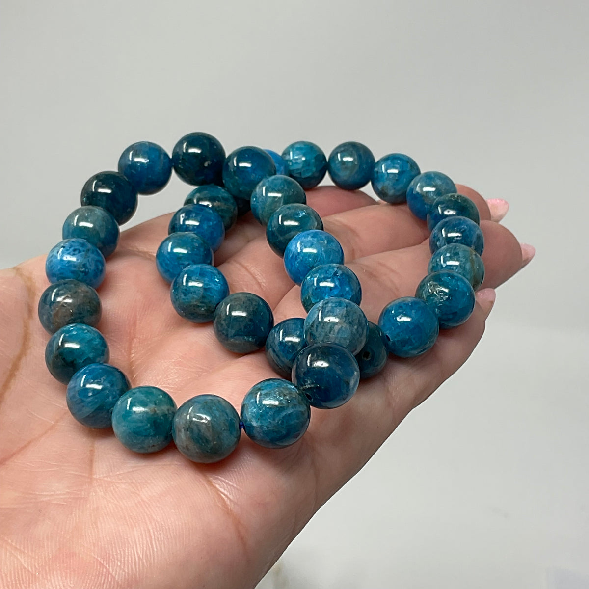 Blue Apatite 10mm Round Bracelet