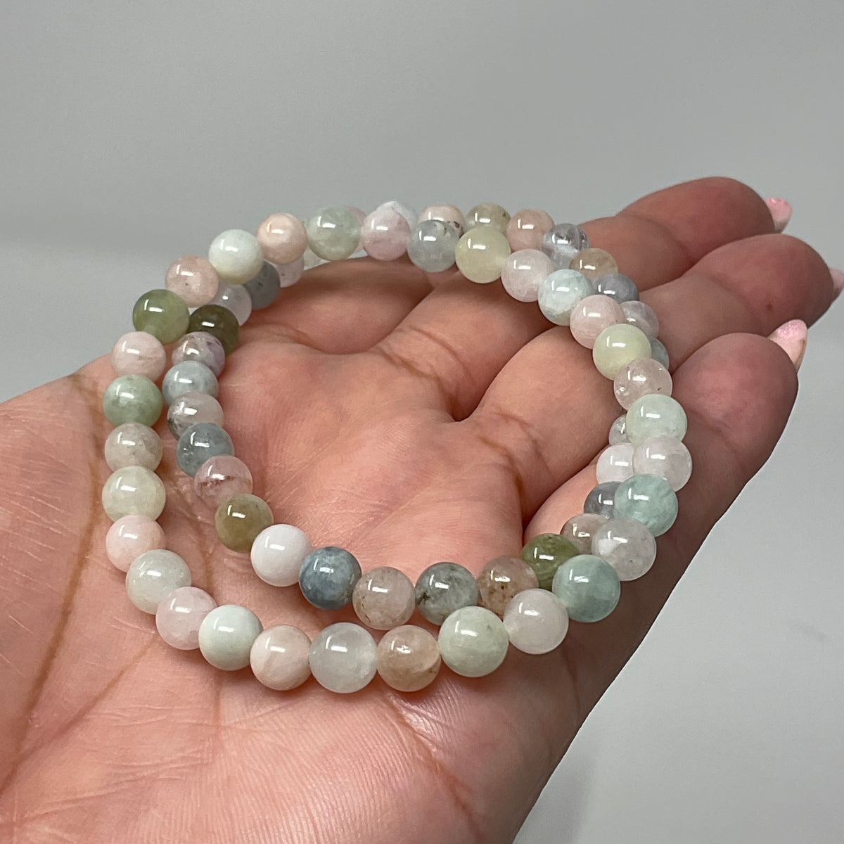 Multi-Color Aquamarine 6mm Round Bracelet