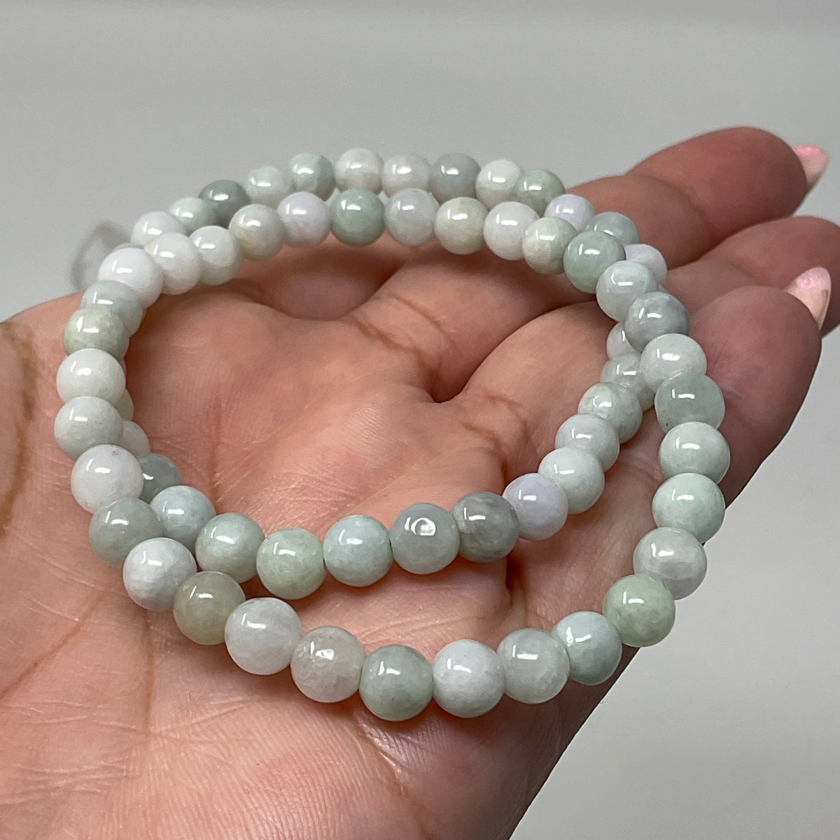 6MM Green Burma Jade Round Bracelet