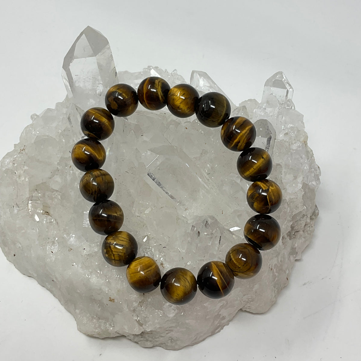 Yellow Tiger Eye 12mm Round Bracelet - WorldWideMinerals-beads