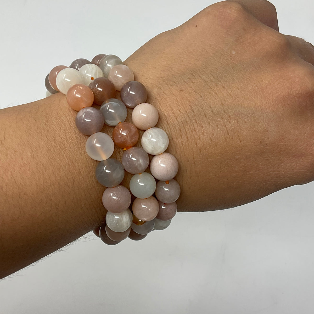 Multi-Color Moonstone 10mm 2-Piece Round Bracelet Set