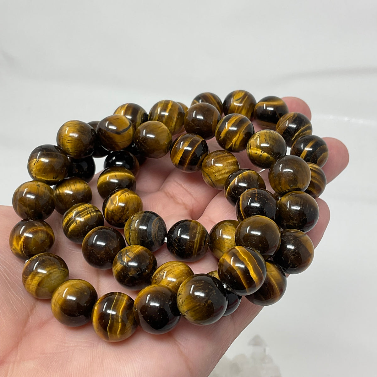 Yellow Tiger Eye 12mm 3-Piece Round Bracelet Set - WorldWideMinerals-beads