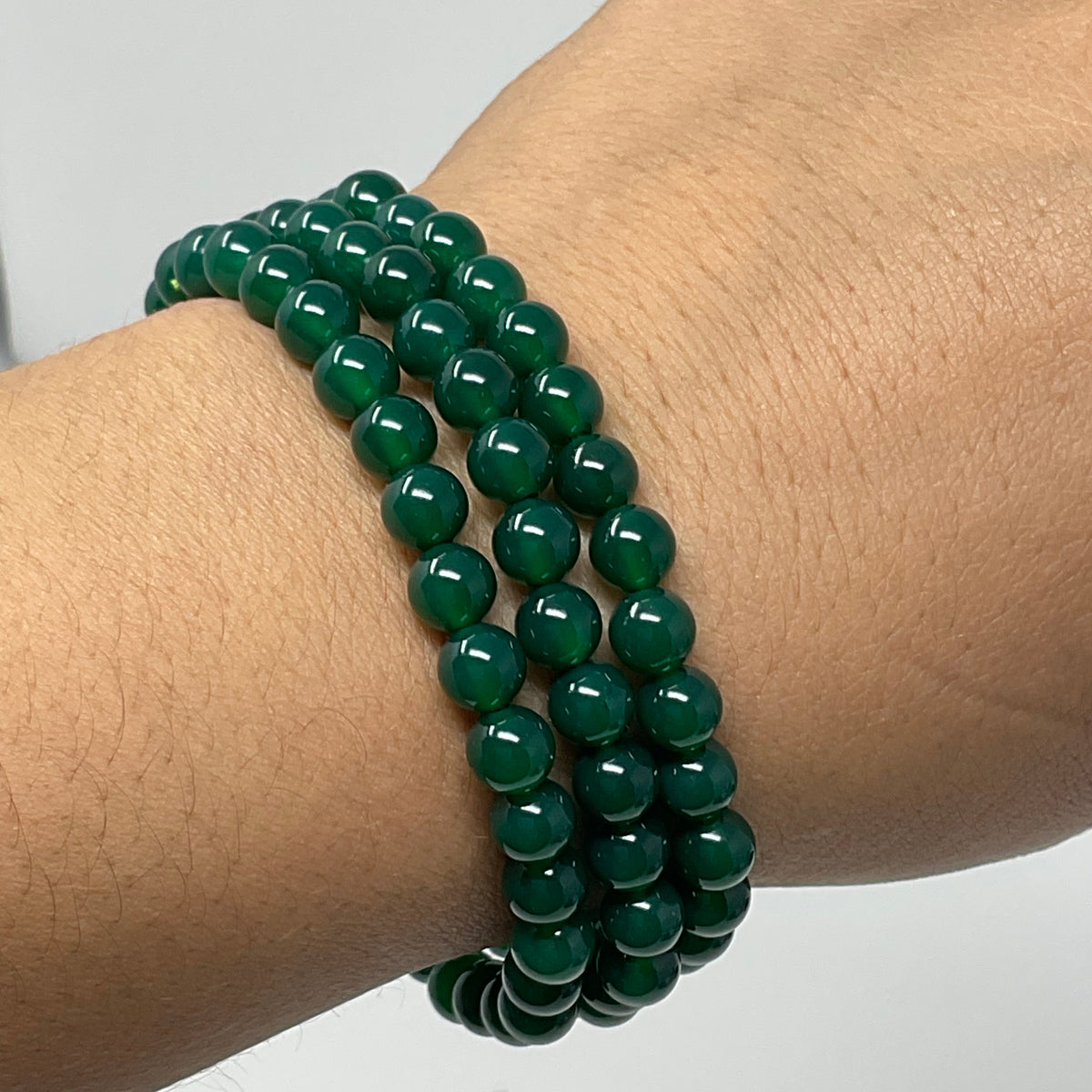 Green Agate 6mm 3-Piece Round Bracelet Set