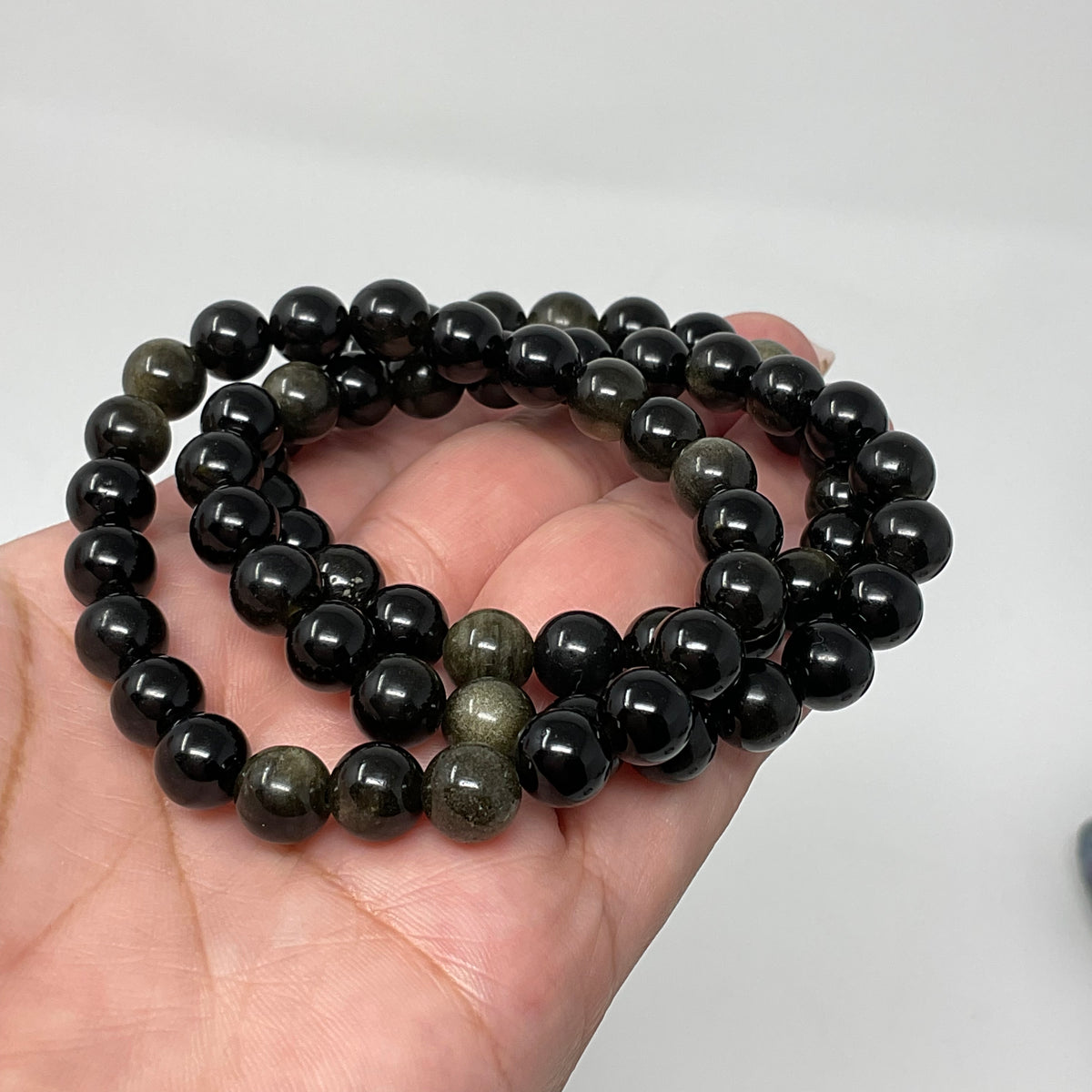 Black Golden Sheen Obsidian 8mm Round Bracelet