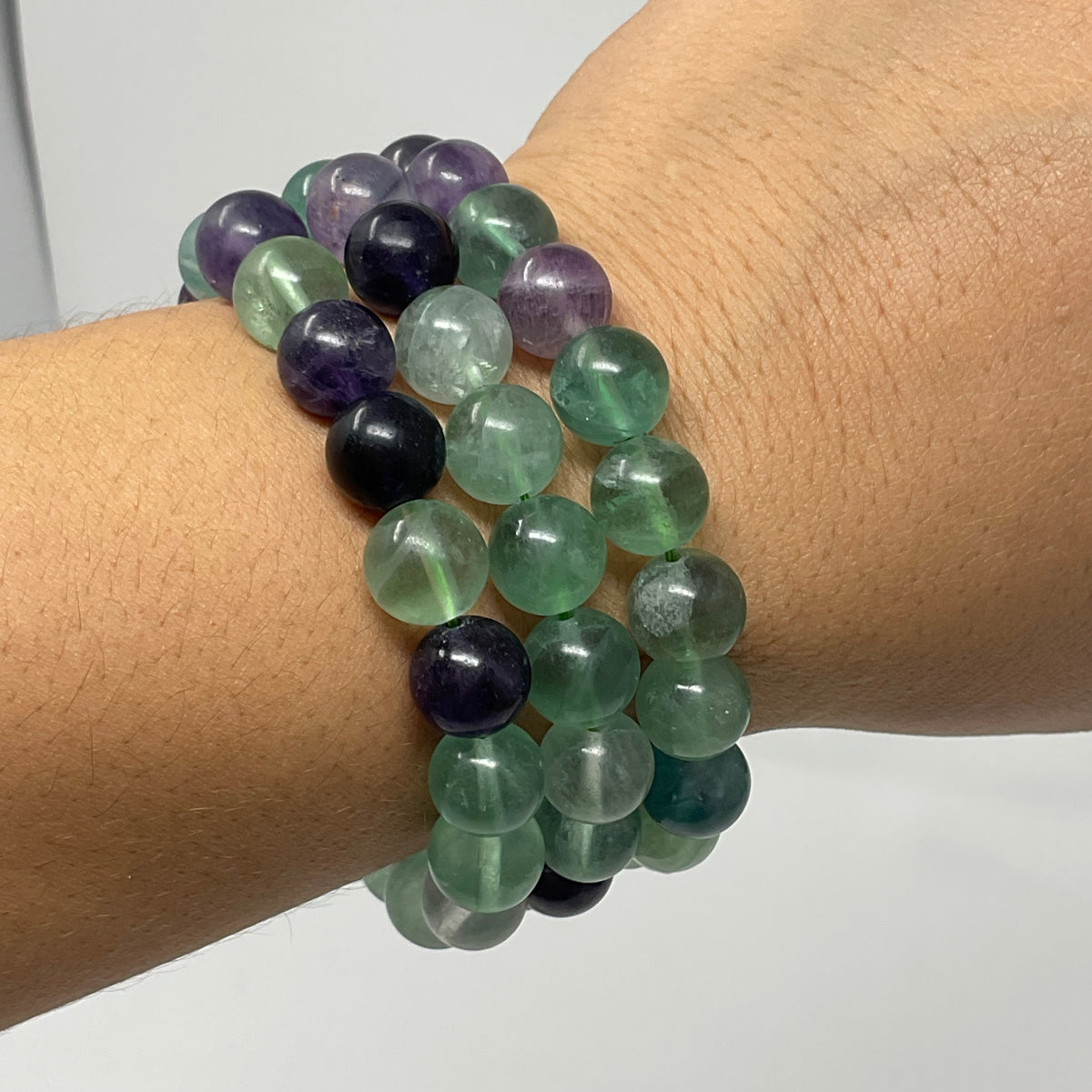 Rainbow Fluorite 10mm 3-Piece Round Bracelet Set