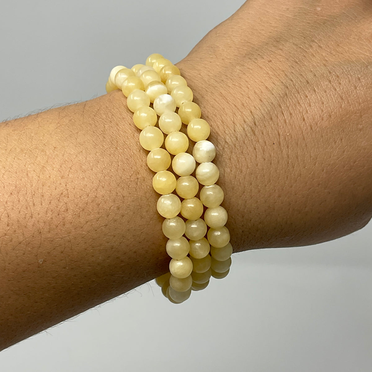 Aragonite 6mm Round Bracelet