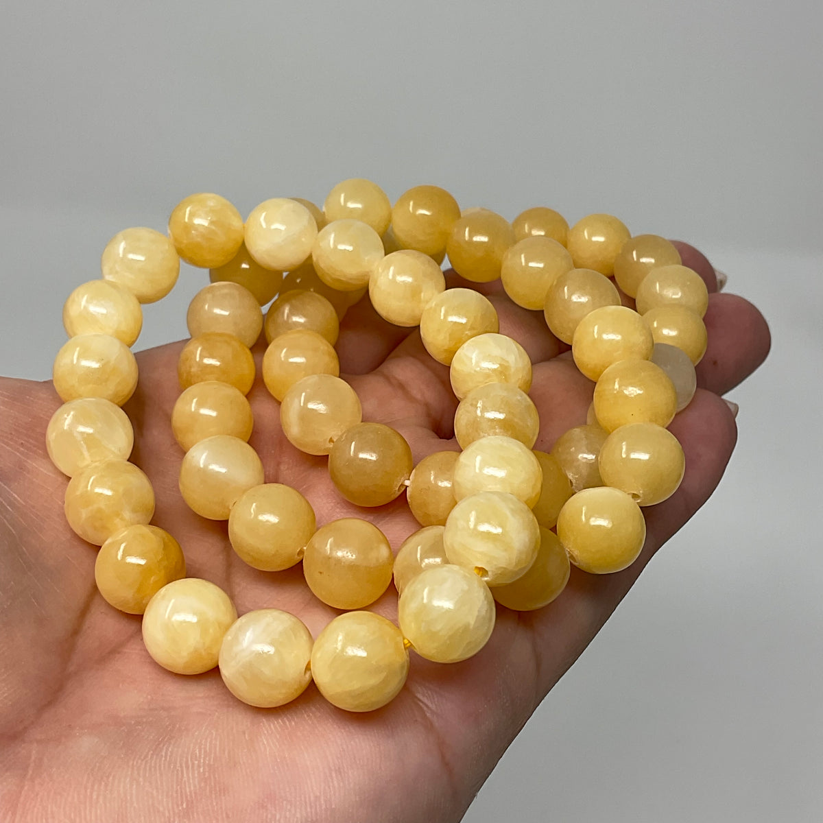 Aragonite 10mm Round Bracelet