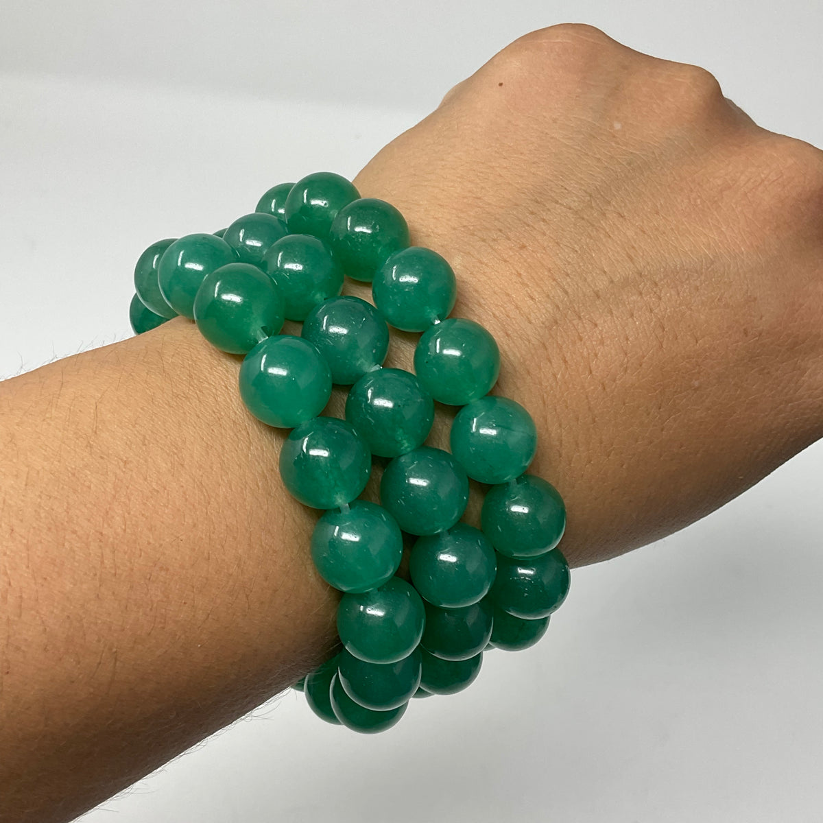 Green Aventurine 12mm 3-Piece Round Bracelet Set