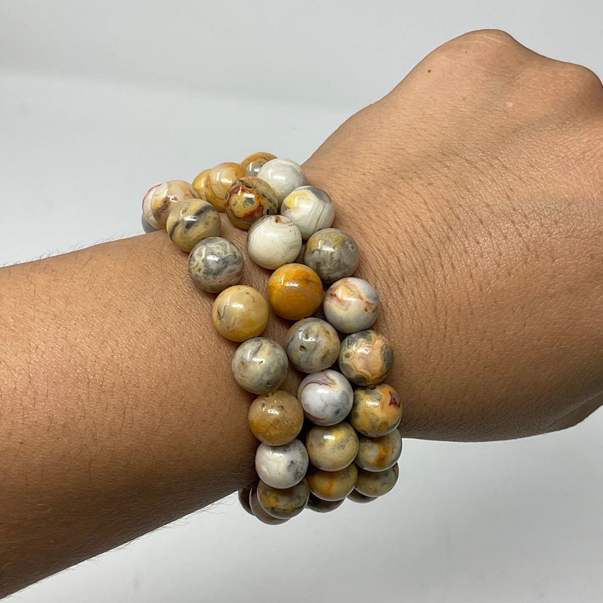 Crazy Lace Agate 10mm 3-Piece Round Bracelet Set