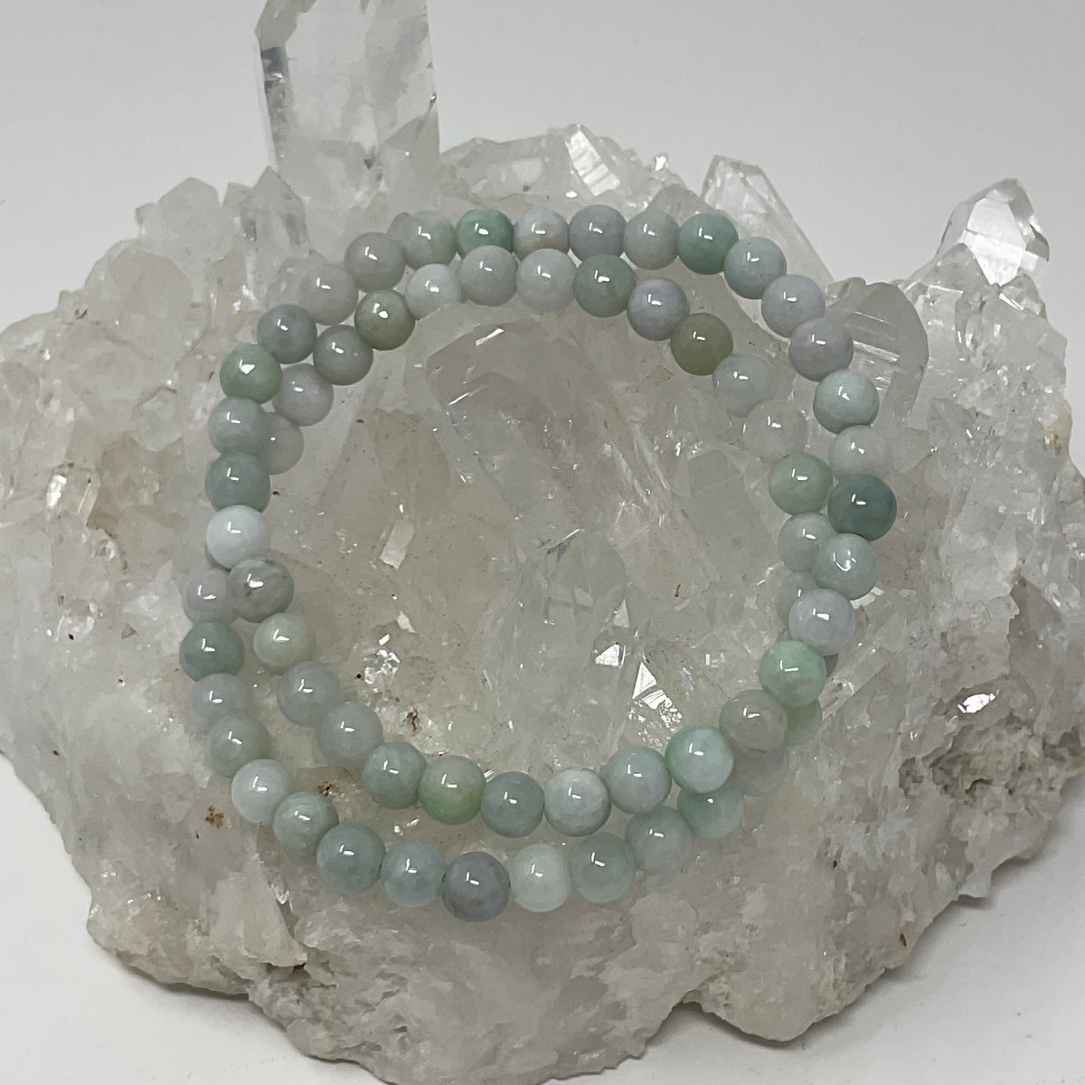 Green Burma Jade 6MM 2-Piece Round Bracelet Set