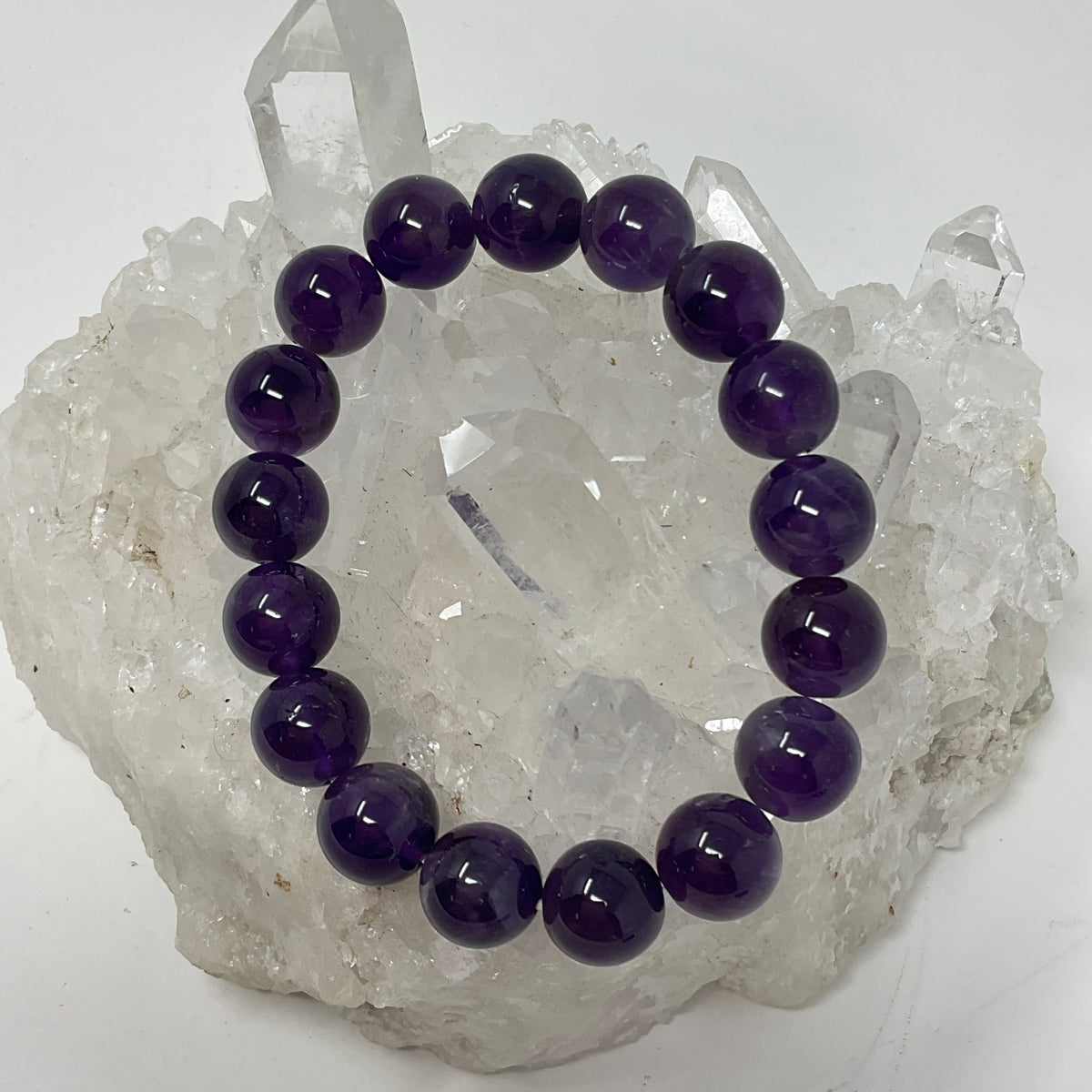 African Amethyst 12mm Round Bracelet - WorldWideMinerals-beads