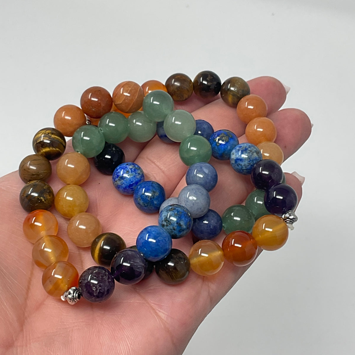 Chakra 10mm 3-Piece Round Bracelet Set