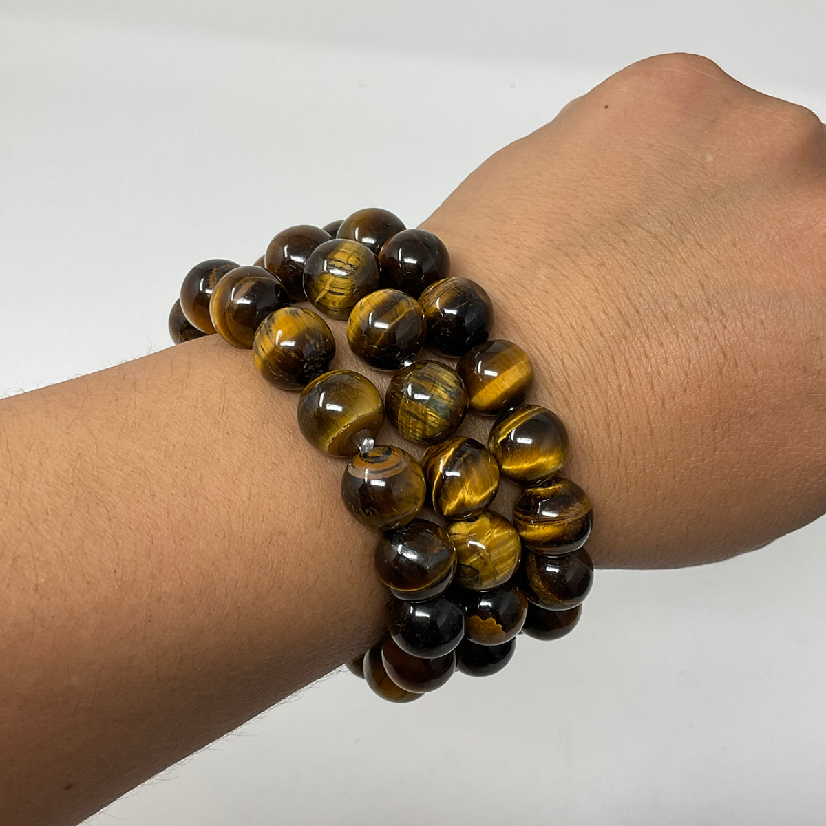 Yellow Tiger Eye 12mm 3-Piece Round Bracelet Set