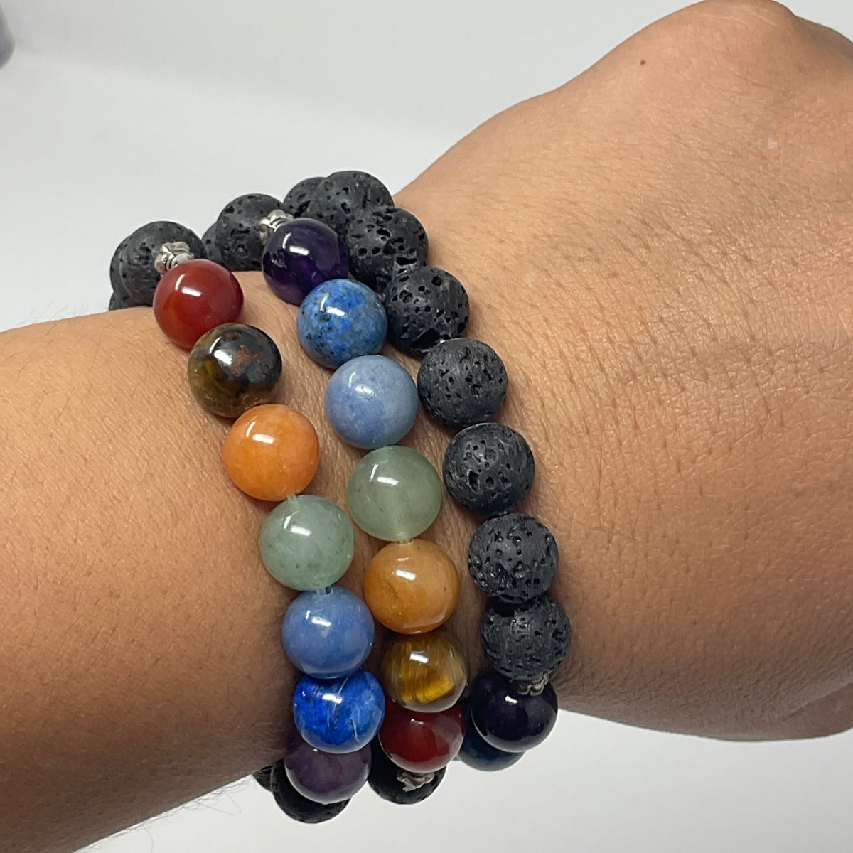 Chakra With Lava 10mm Round Bracelet