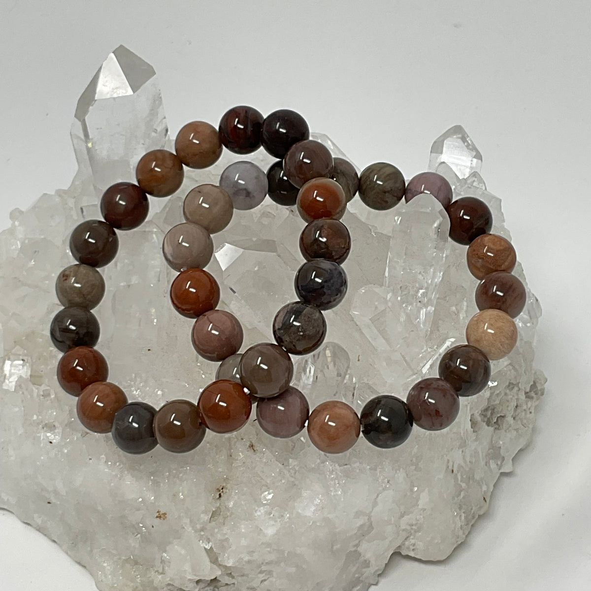 Red Petrified Wood 10MM Round Bracelet