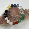 Chakra 10MM 3-Piece Round Bracelet Set (Green Aventurine-Carnelian-Rose Quartz-Sodalite-Crystal Quartz-Black Agate-Aragonite) - WorldWideMinerals-beads