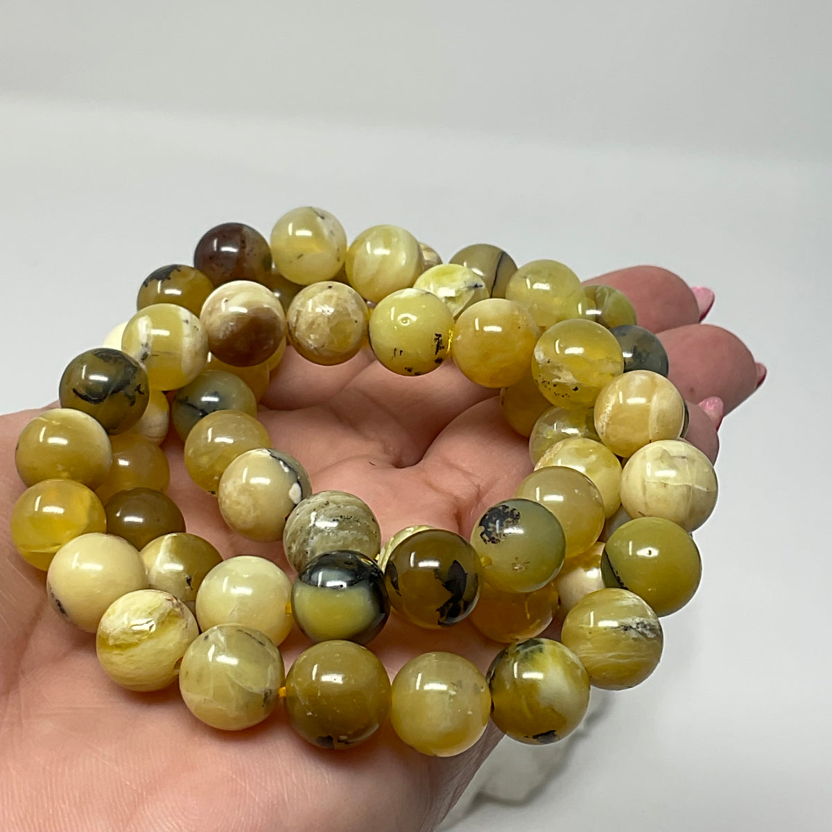 9MM-10MM Yellow Opal 2-Piece Round Bracelet Set