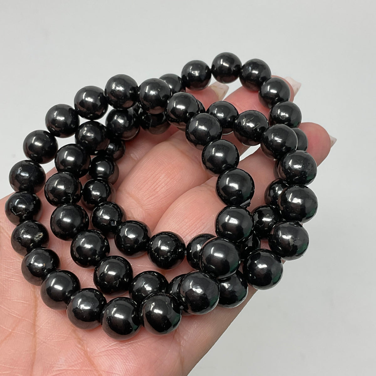 Shungite 10mm 2-Piece Round Bracelet Set