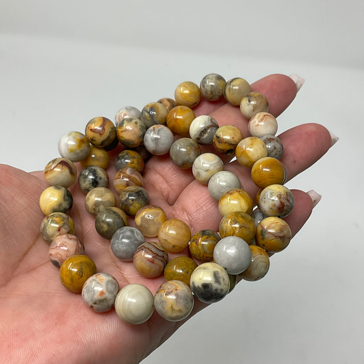 Crazy Lace Agate 10mm 3-Piece Round Bracelet Set