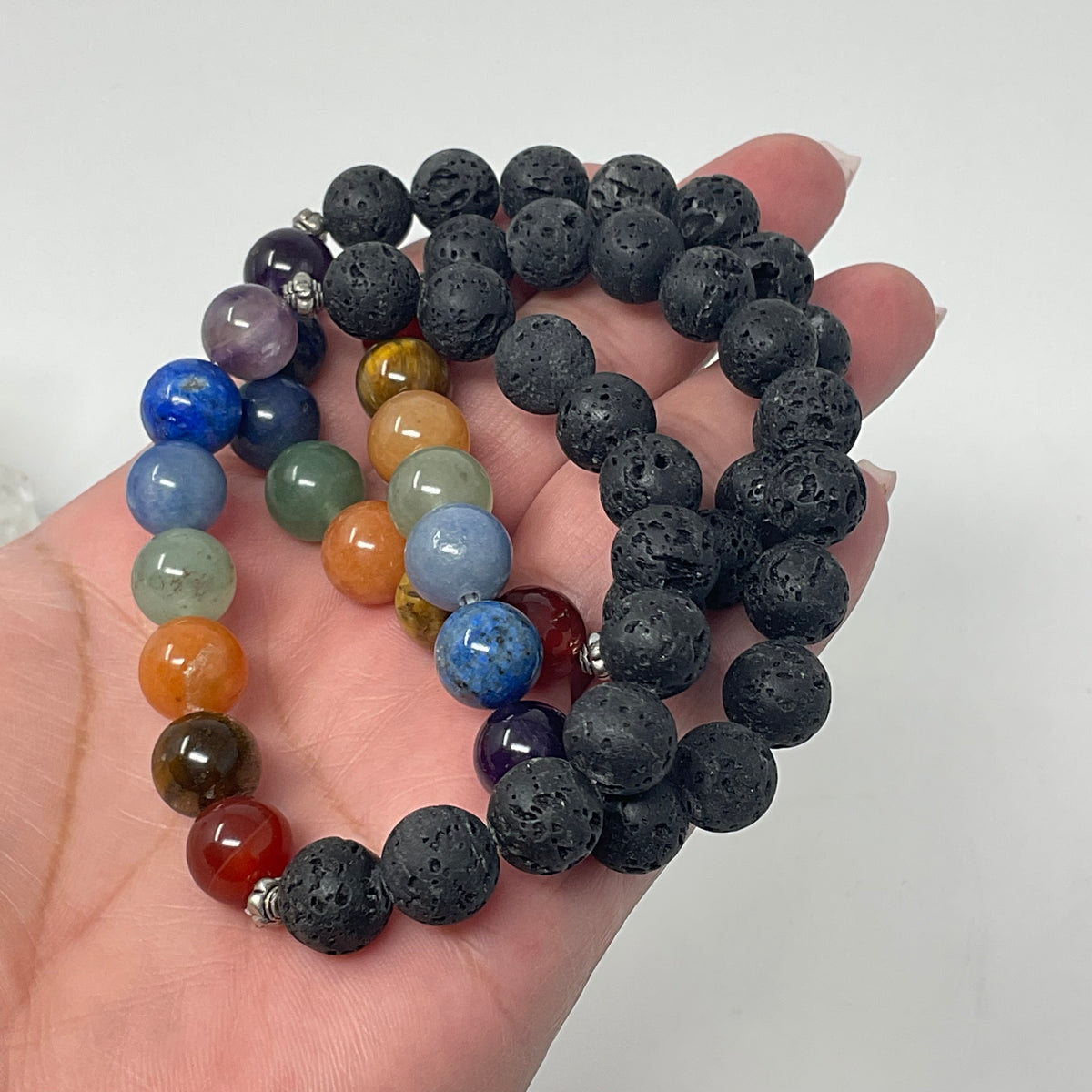 Chakra With Lava 10mm Round Bracelet