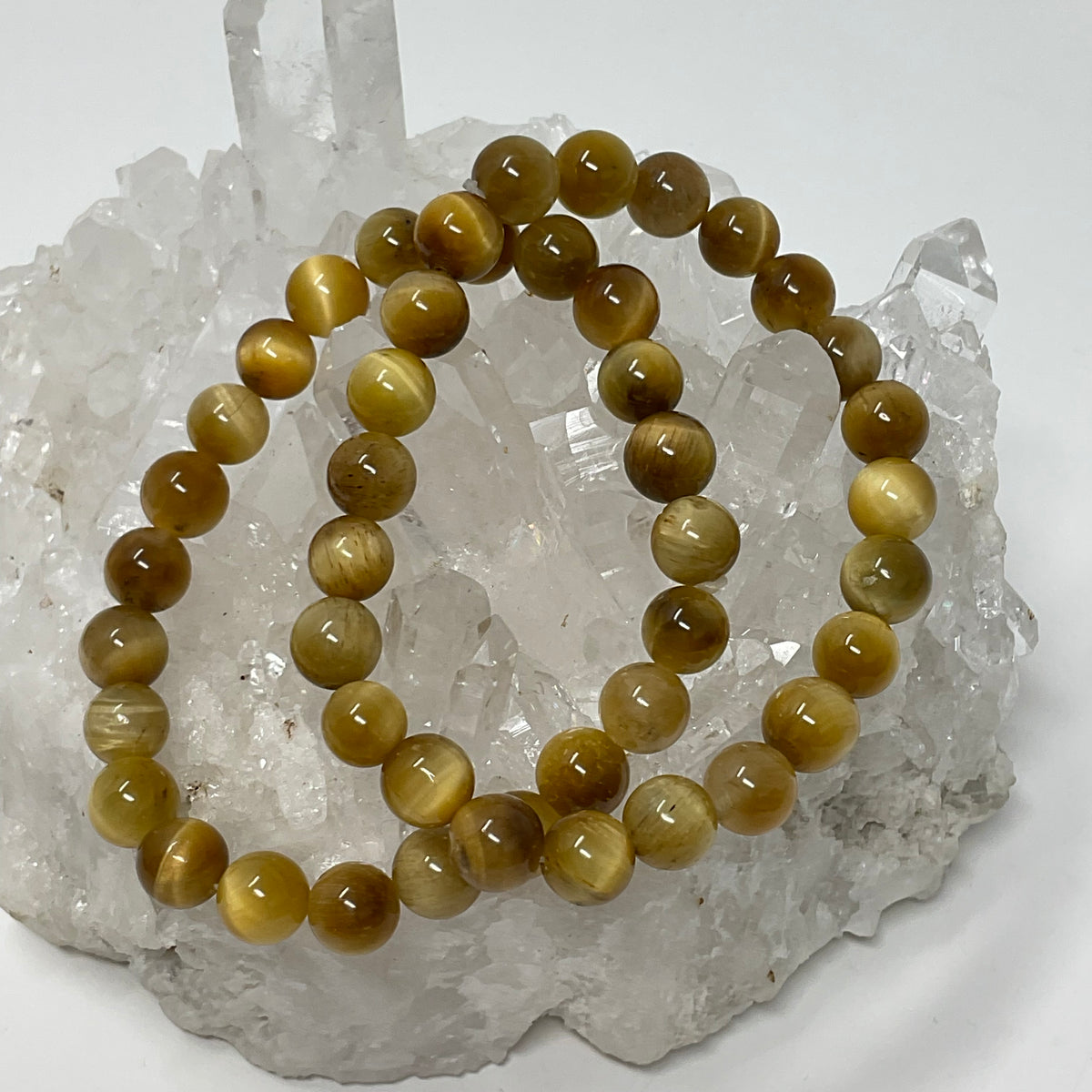 Honey Tiger Eye 8mm 2-Piece Round Bracelet Set