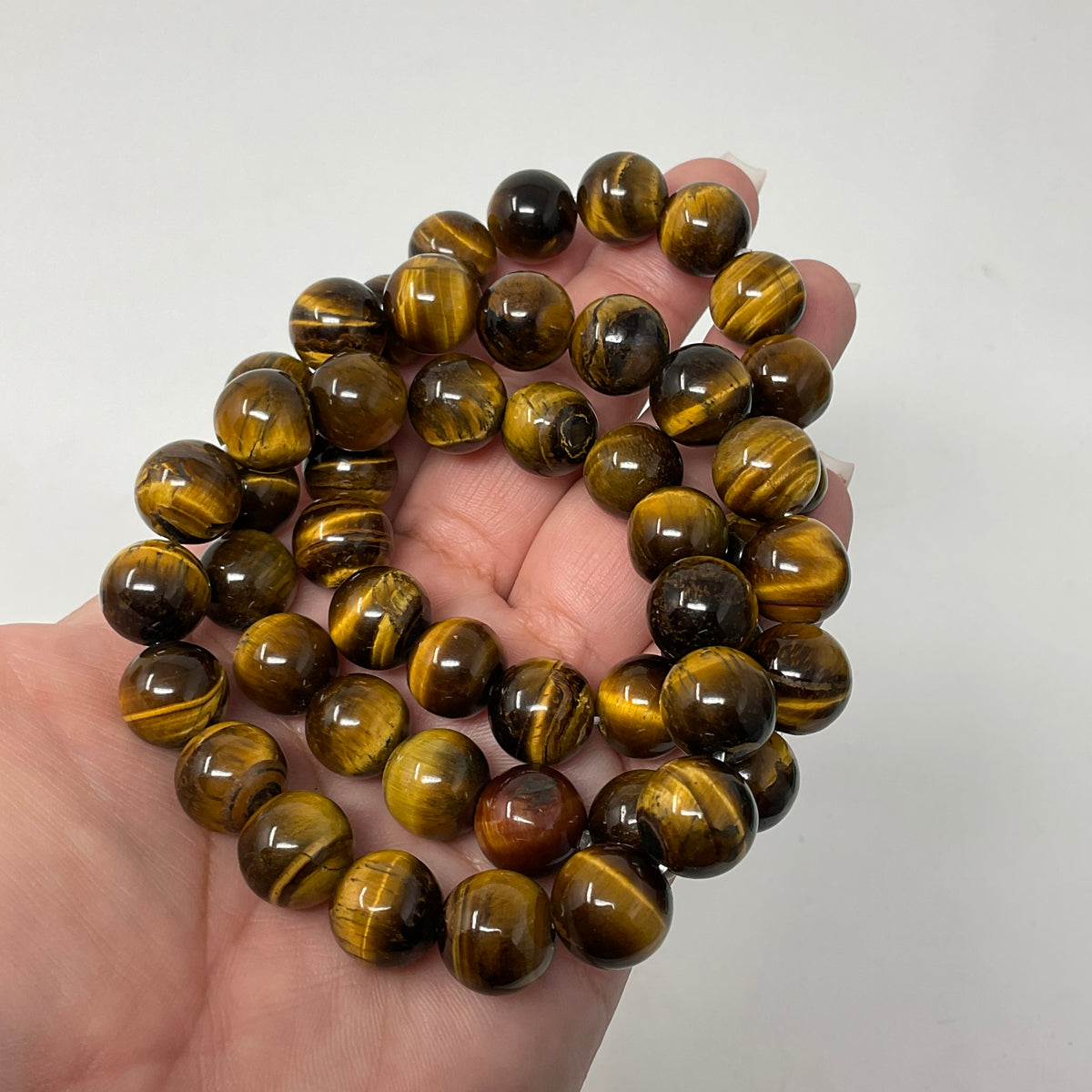 Yellow Tiger Eye 12mm 3-Piece Round Bracelet Set