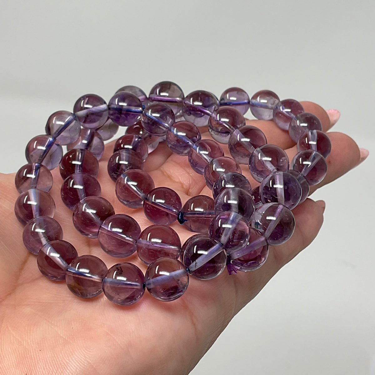 Pink Amethyst 9MM-10MM 2-Piece Round Bracelet Set