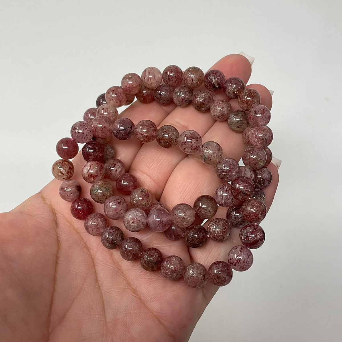 Strawberry Quartz 8mm Round Bracelet