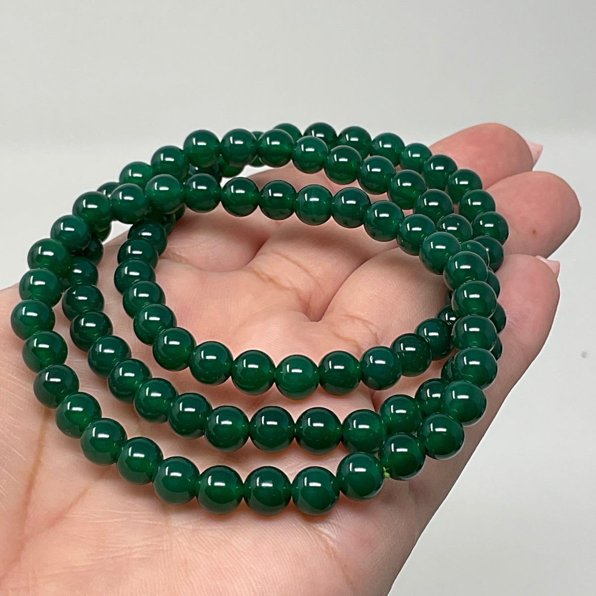 Green Agate 6mm 3-Piece Round Bracelet Set