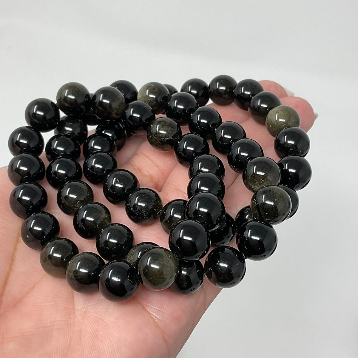 Black Golden Sheen Obsidian 10MM Round Bracelet