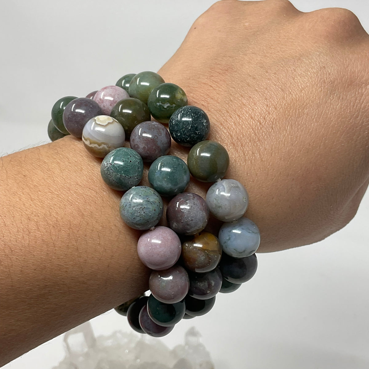 Fancy Jasper 12mm 3-Piece Round Bracelet Set - WorldWideMinerals-beads