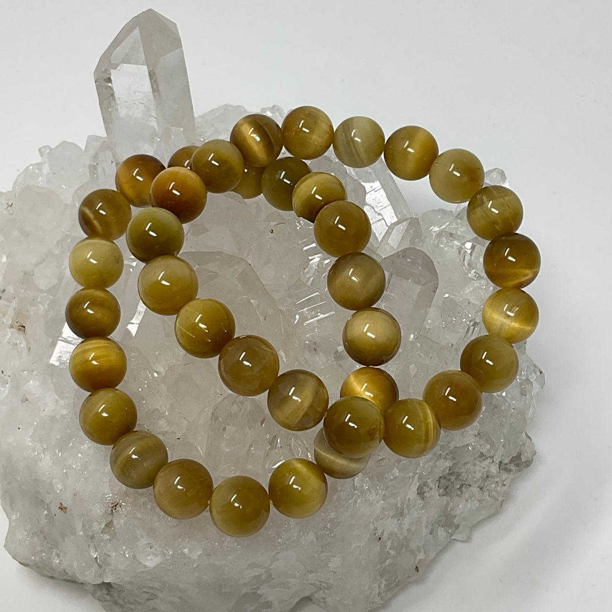 Honey Tiger Eye 10mm 2-Piece Round Bracelet Set