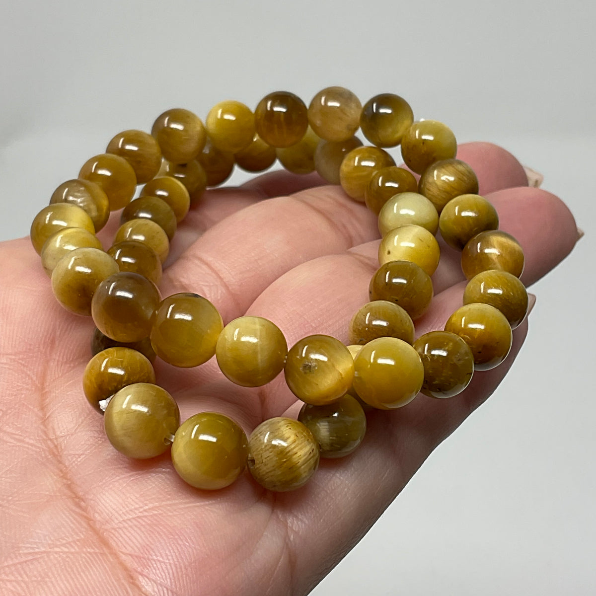 Honey Tiger Eye 8mm 2-Piece Round Bracelet Set