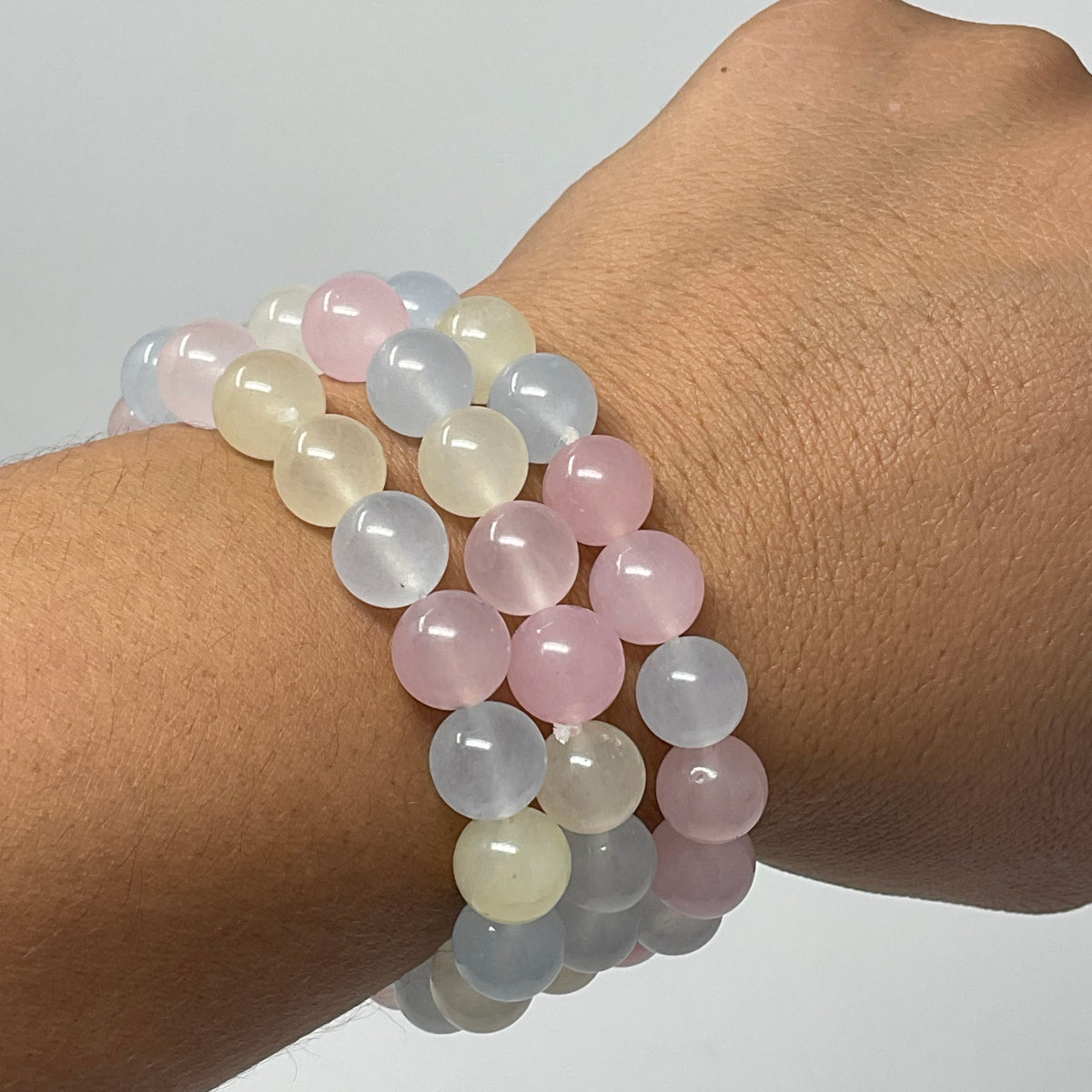 Cotton Candy Opalite 10mm 3-Piece Round Bracelet Set