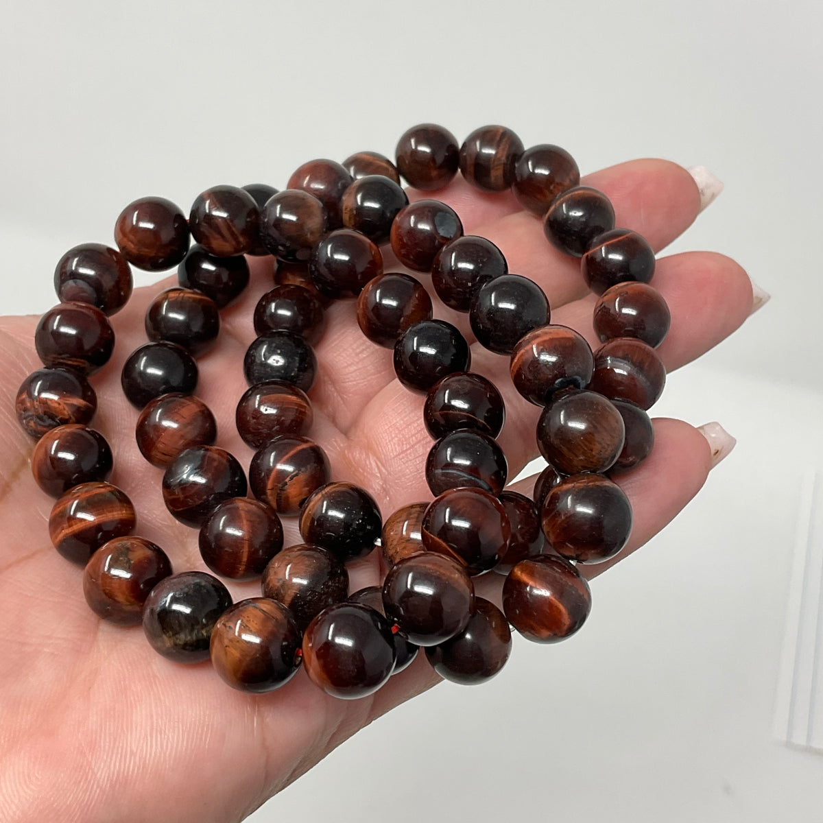 Red Tiger Eye 10mm 3-Piece Round Bracelet Set