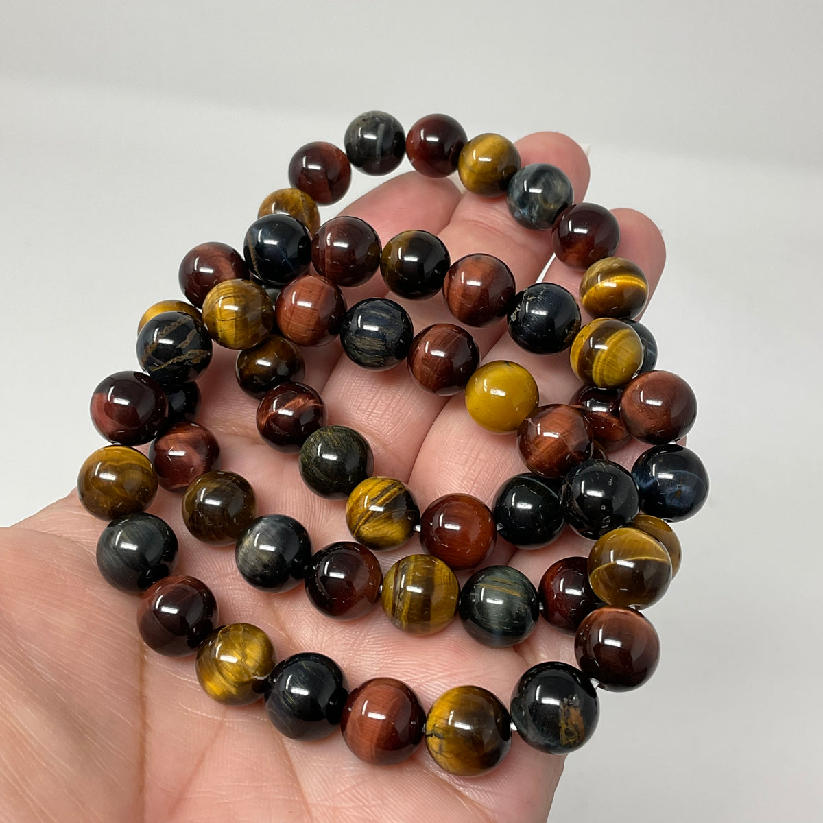 Multi-Color Tiger Eye 8mm 2-Piece Round Bracelet Set