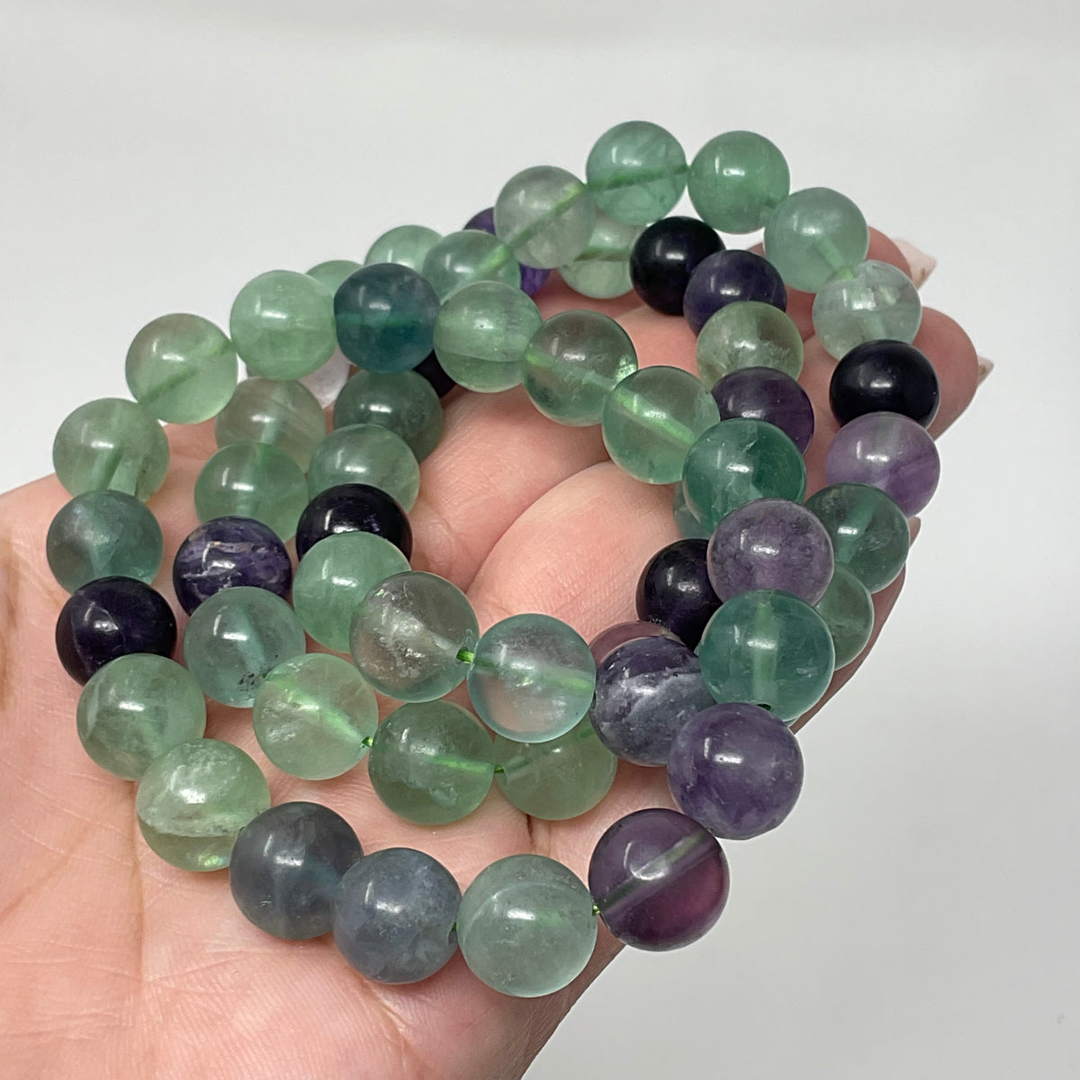 Rainbow Fluorite 10mm 3-Piece Round Bracelet Set