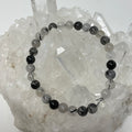 Black Rutilated & Tourmalinated Quartz  6MM-7mm Round Bracelet - WorldWideMinerals-beads