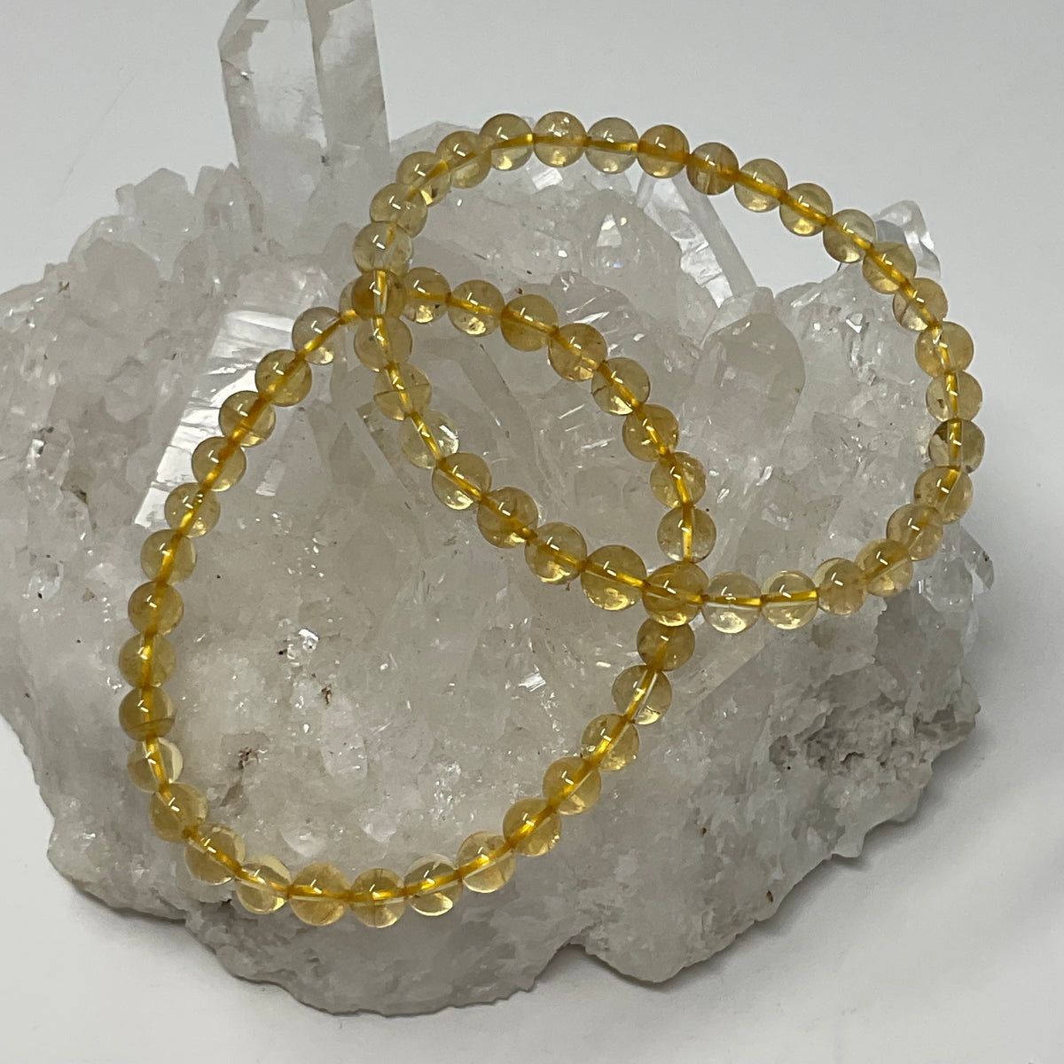 Citrine 6MM 2-Piece Round Bracelet Set